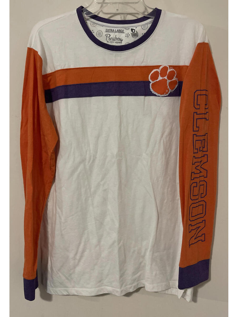 Clemson Tigers Pressbox Adult Unisex XL Long-Sleeved Cotton-Blend Shirt! A1875